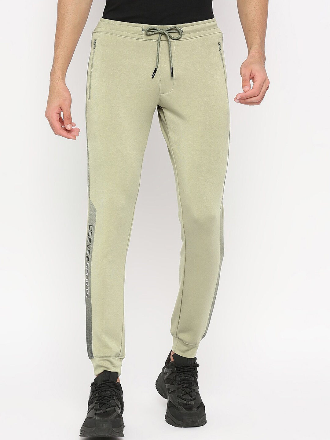 

beevee Men 4-Way Athleisure Wear Cotton Elasticated Joggers, Olive