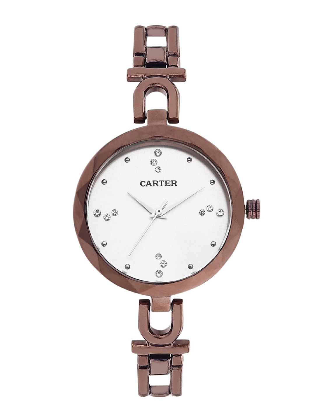 

Sandy D Carter Women Brass Embellished Dial & Bracelet Style Straps Analogue Watch, White
