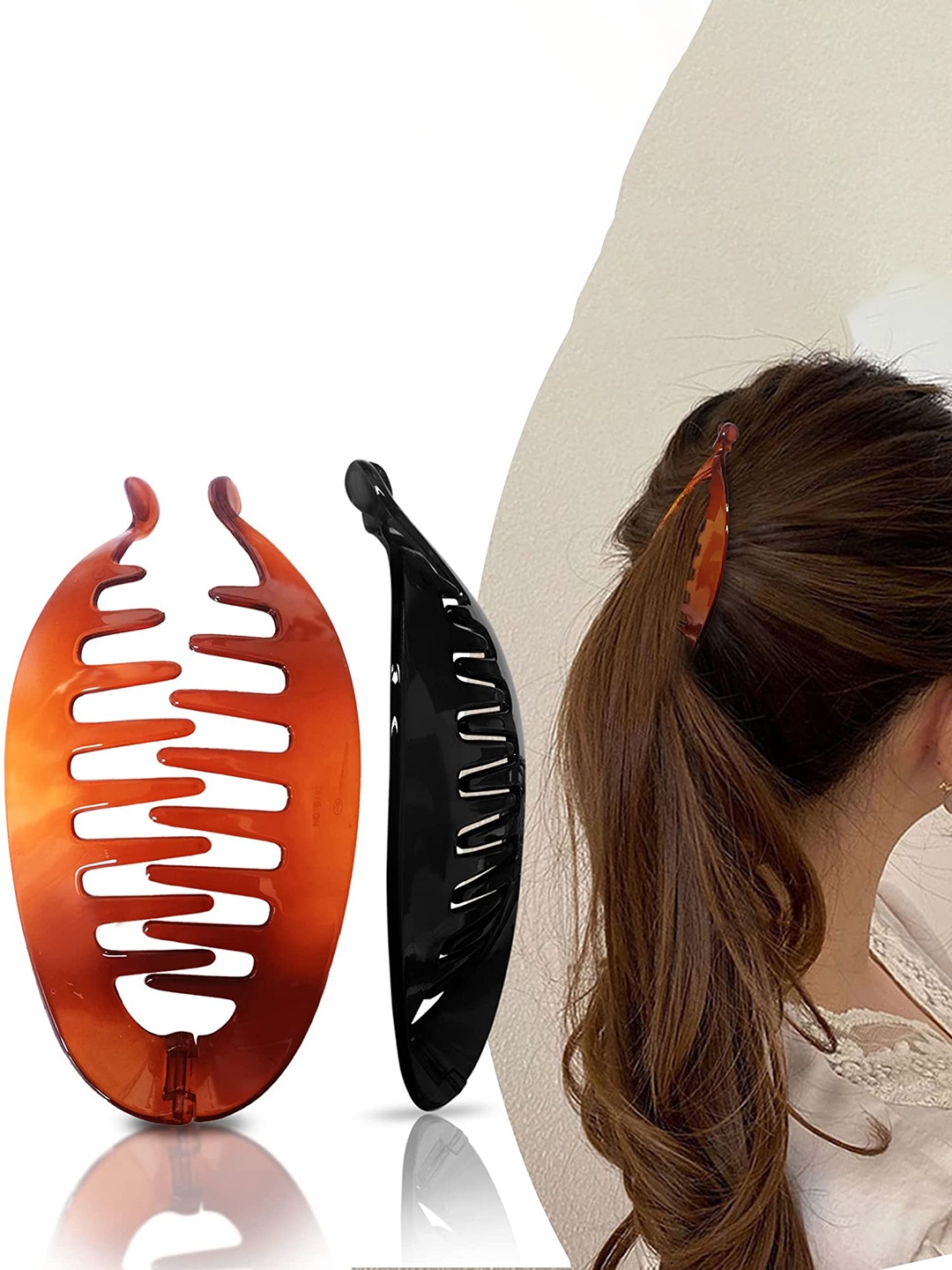 

CHANDERKASH Women Set of 3 Banana Hair Clips, Black