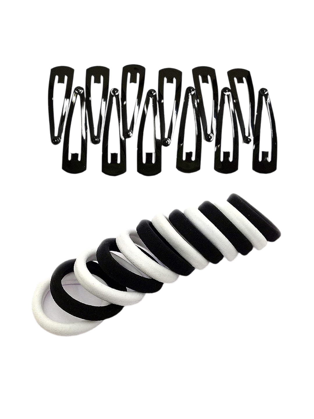 

CHANDERKASH Women Set of 24 Rubber Band with Metal Tic Tac Clips, Black