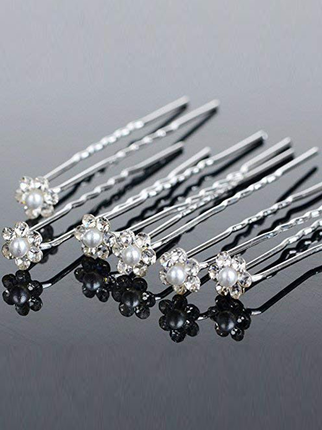 

CHANDERKASH Set of 24 Rhinestone Embellished U Pins, White