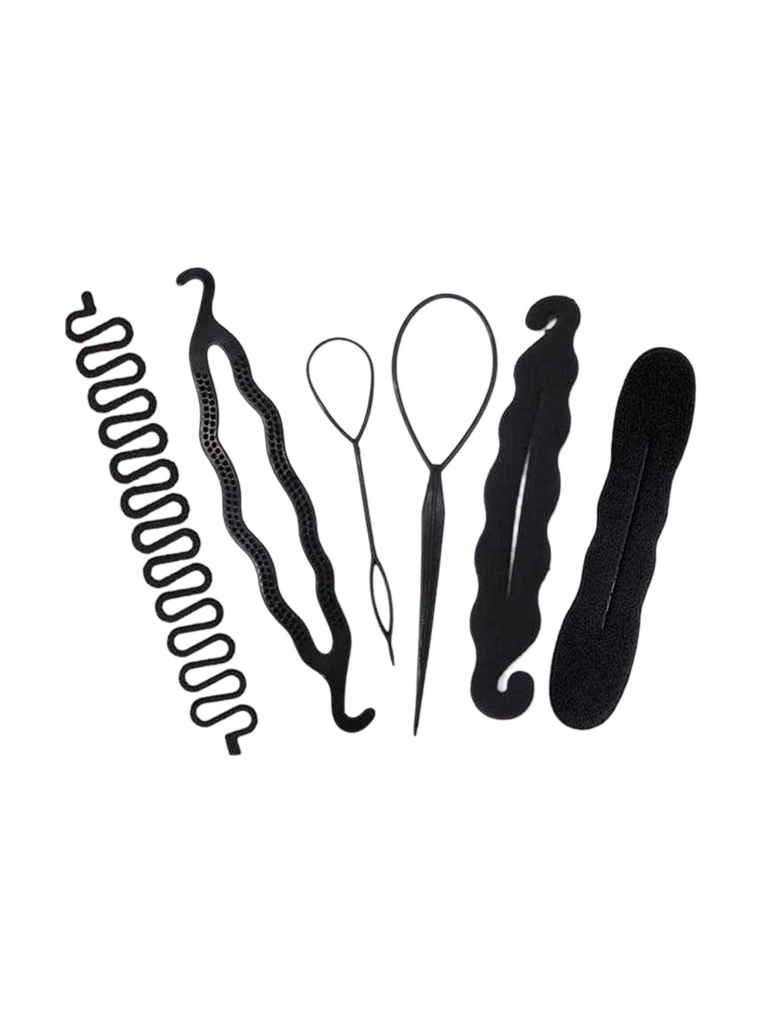 

CHANDERKASH Women Set of 6 Twist Styling Clip Stick Bread Maker Hair Braiding Tools, Black