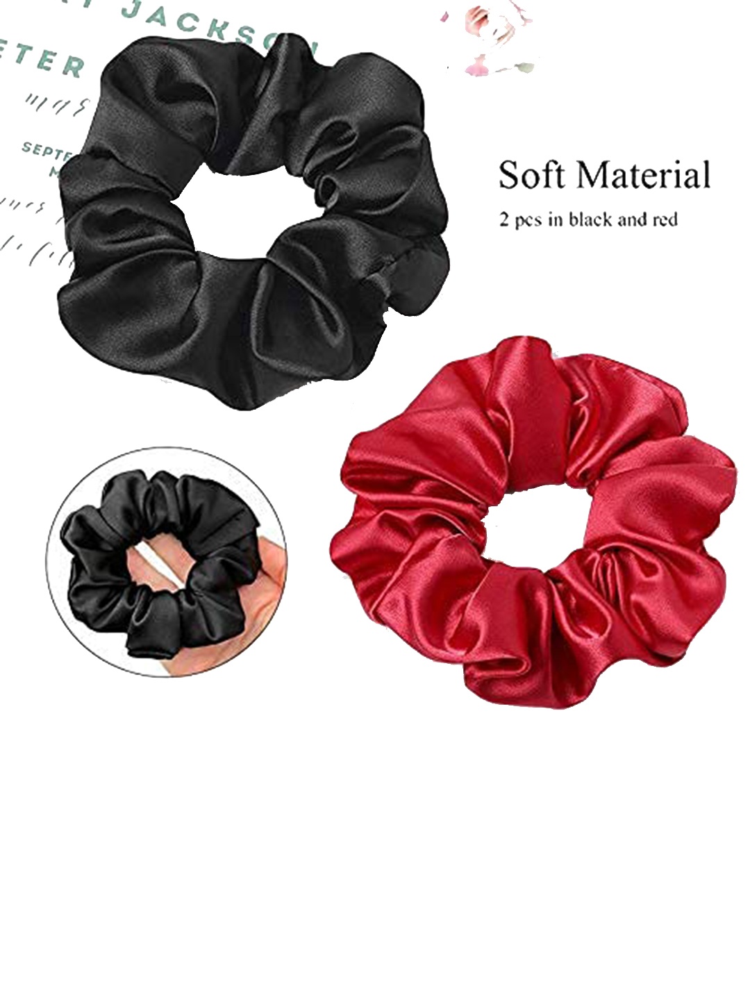 

CHANDERKASH Set of 2 Silk Scrunchies, Black