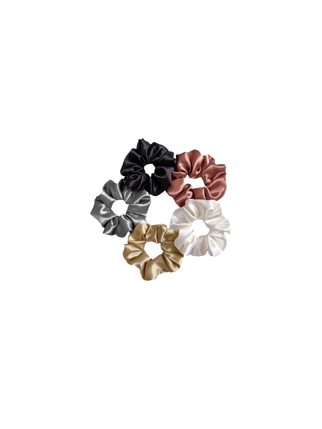 

CHANDERKASH Set of 5 Satin Silk Scrunchies, White