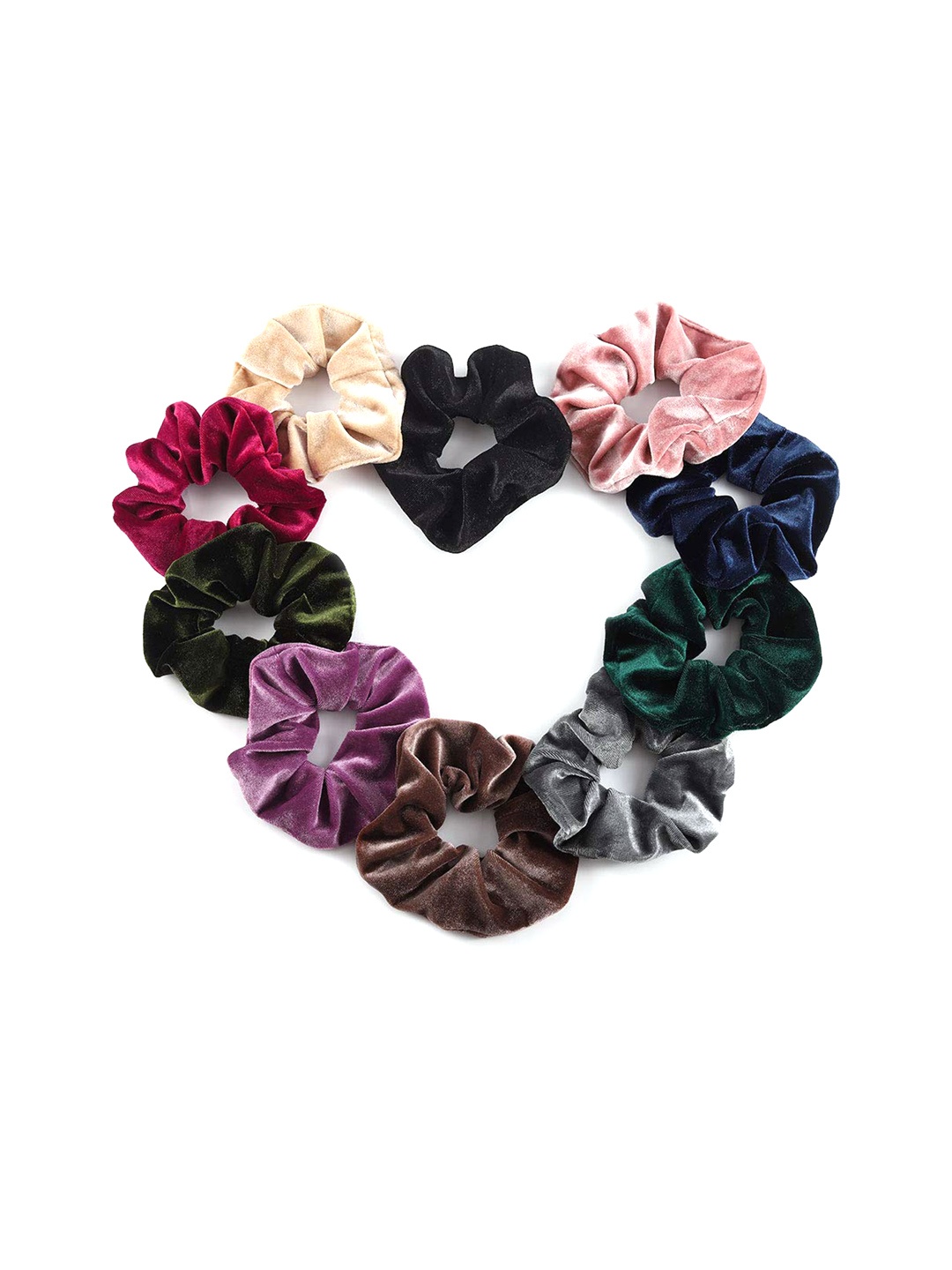

CHANDERKASH Women Pack of 10 Velvet Ponytail Holders, Black