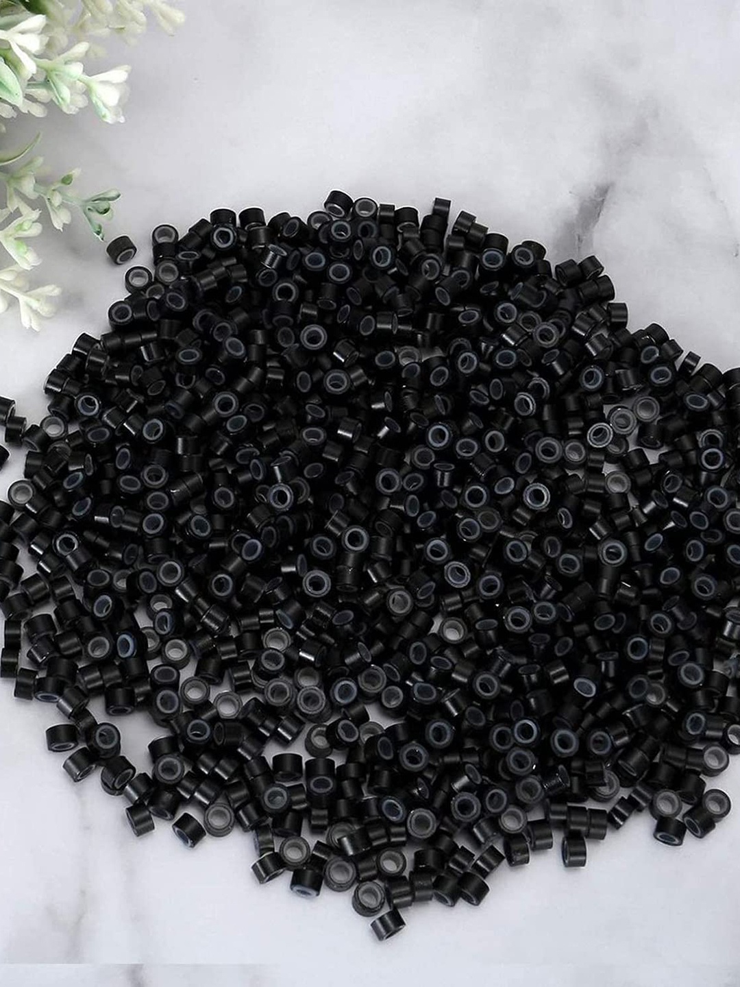 

CHANDERKASH 1000 Pieces/Box Professional Hair Extensions Silicone Lined Micro Link Rings, Black