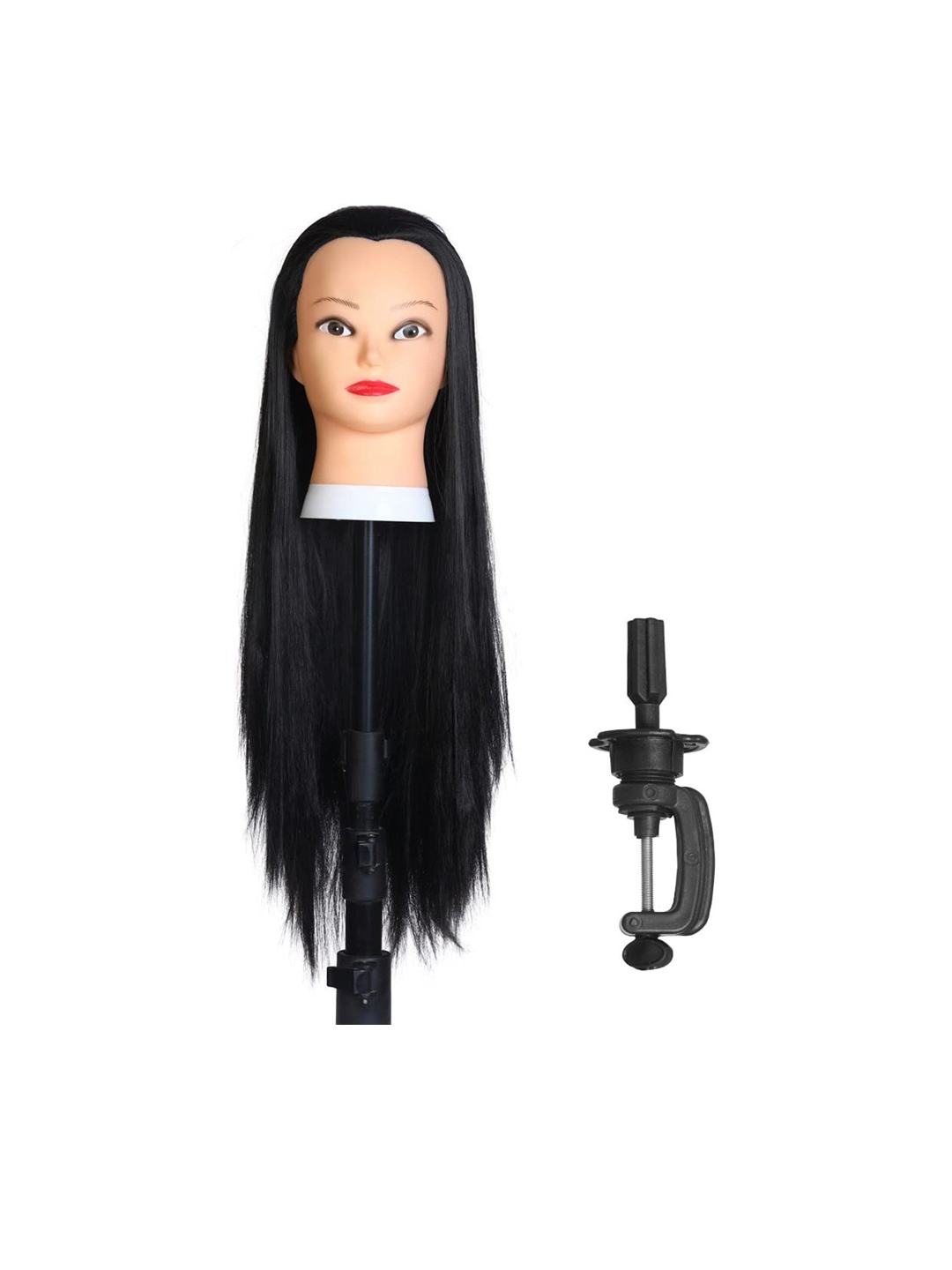 

CHANDERKASH Synthetic Hair Mannequin Training Head for Hair Cutting & Styles - Black