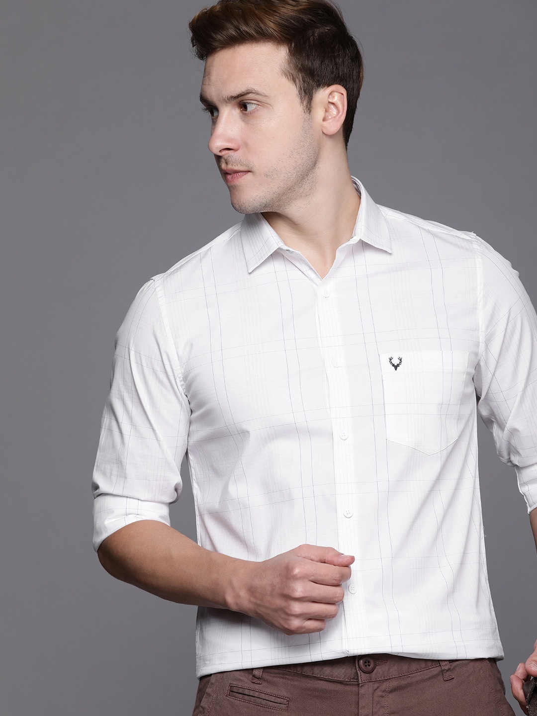 

Allen Solly Men Slim Fit Checked Casual Shirt, White