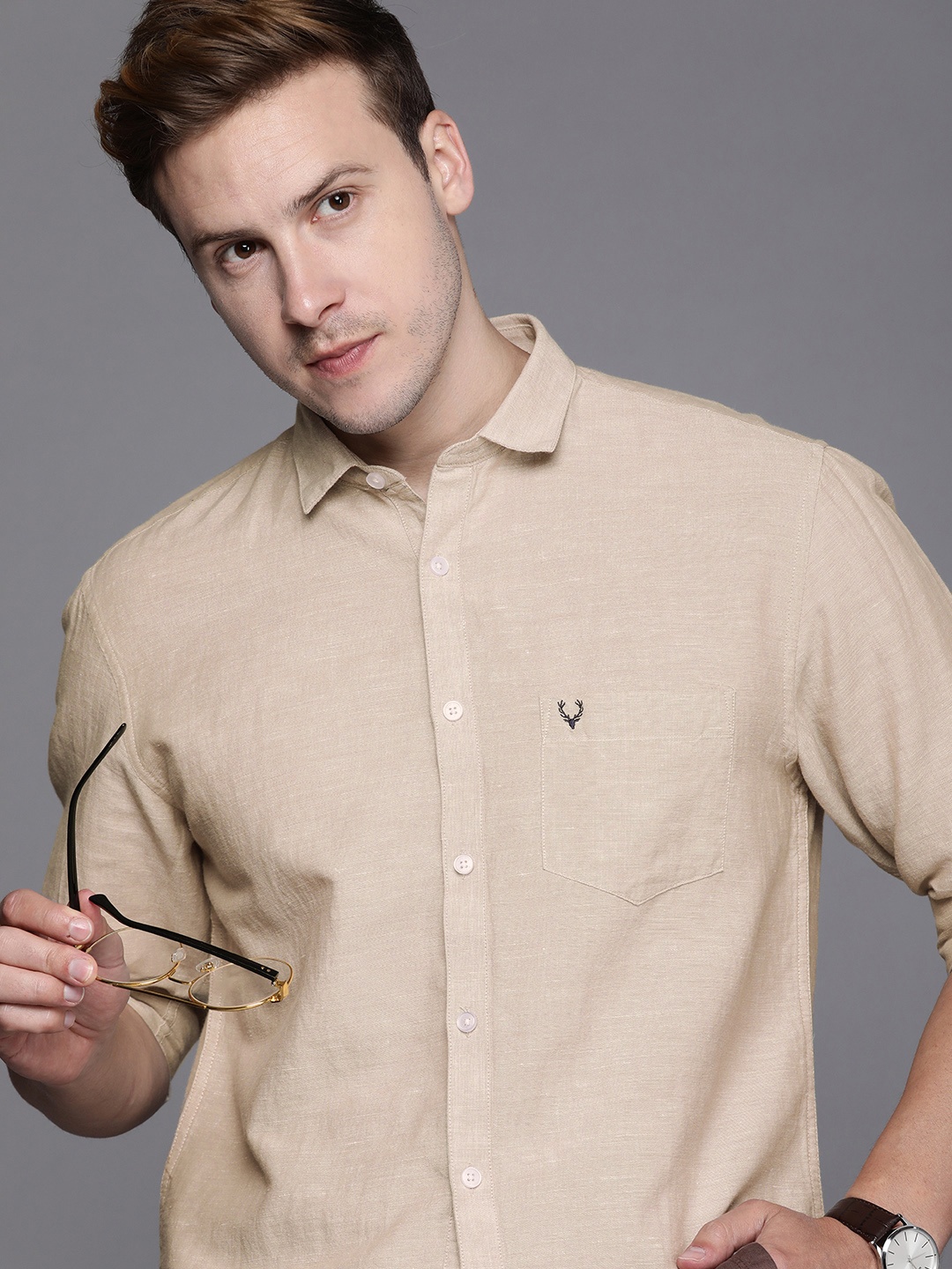 

Allen Solly Solid Casual Shirt, Beige
