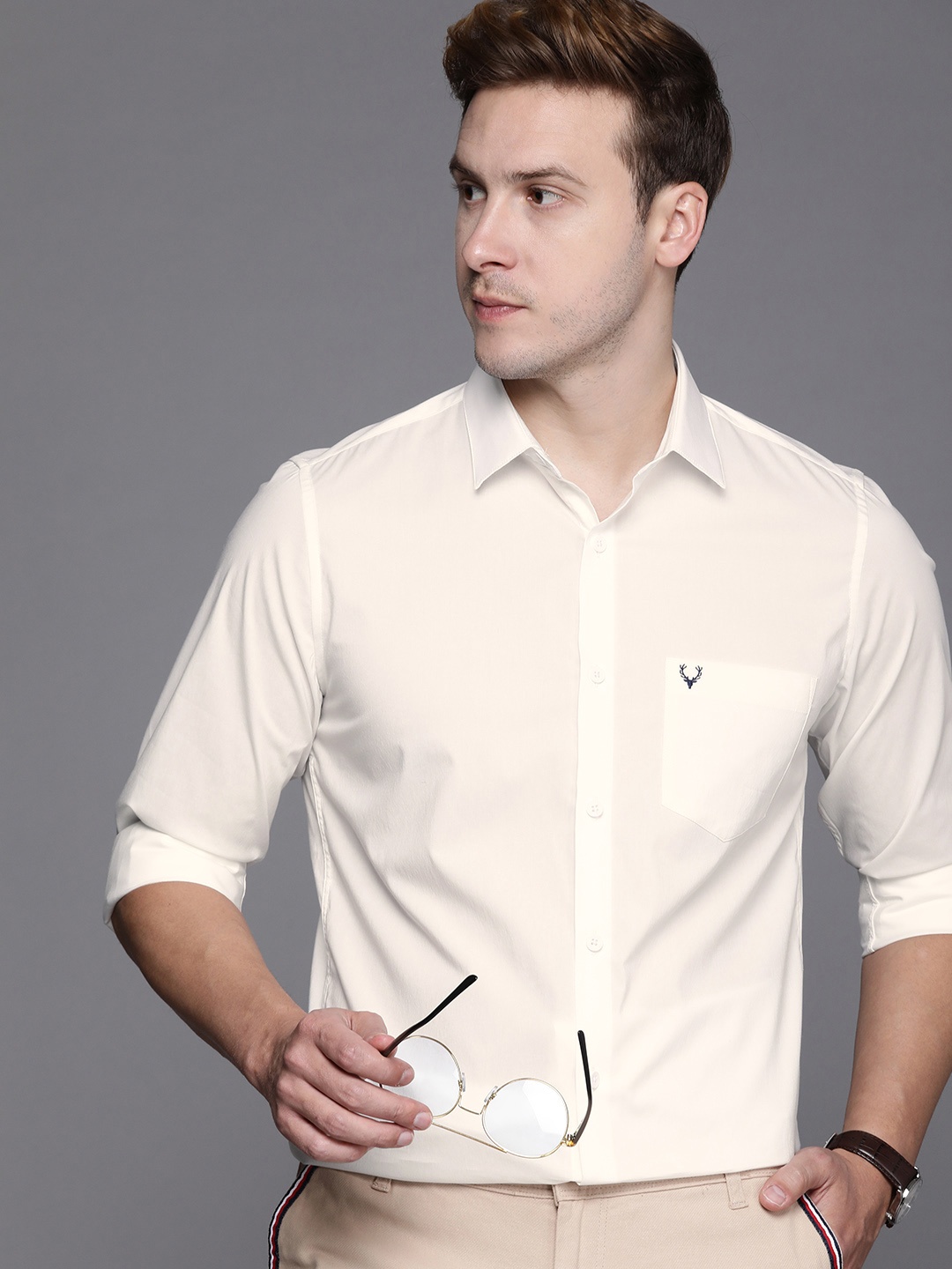 

Allen Solly Men Slim Fit Checked Casual Shirt, White