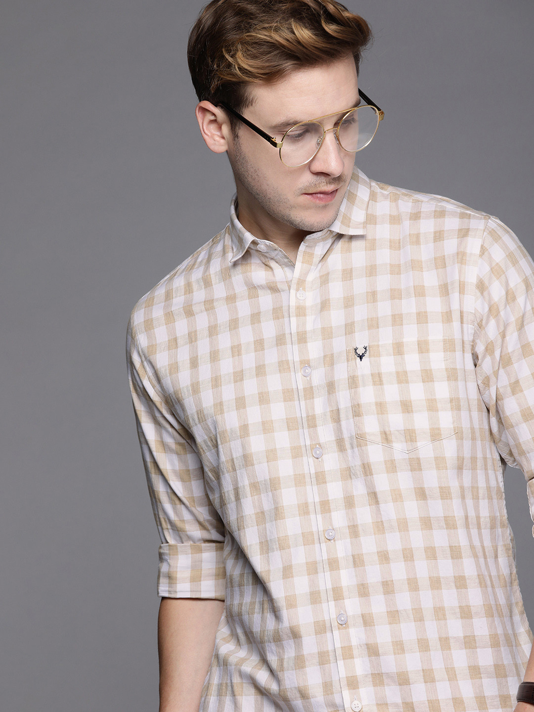 

Allen Solly Cotton Checked Casual Shirt, White