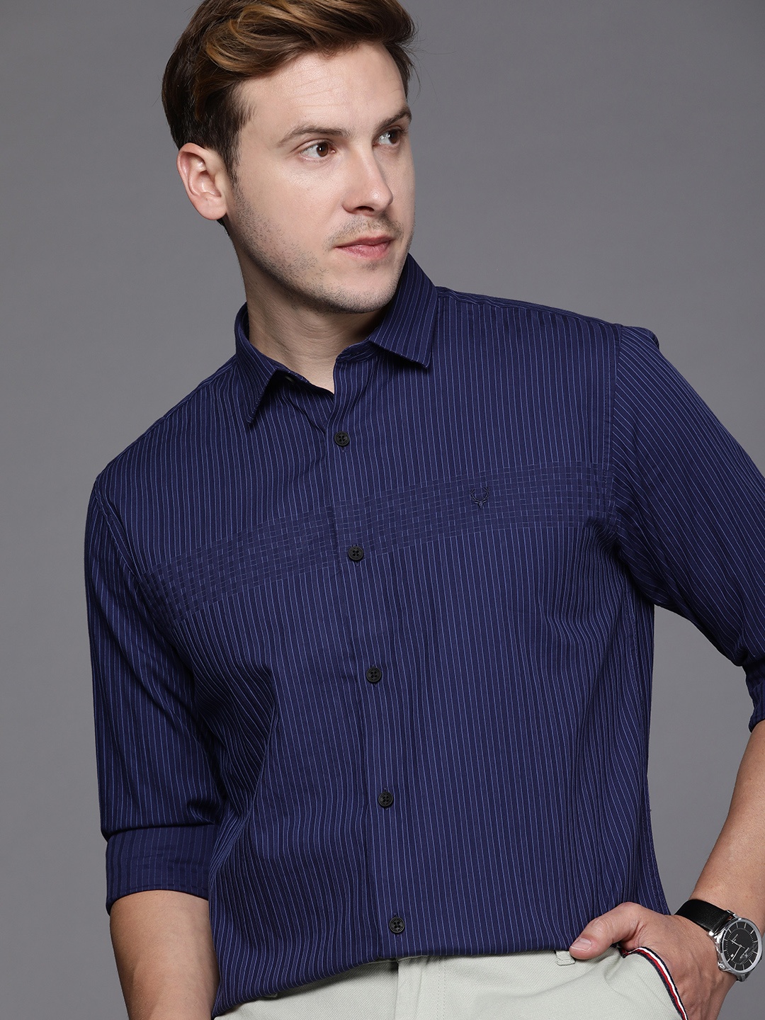 

Allen Solly Striped Casual Shirt, Navy blue