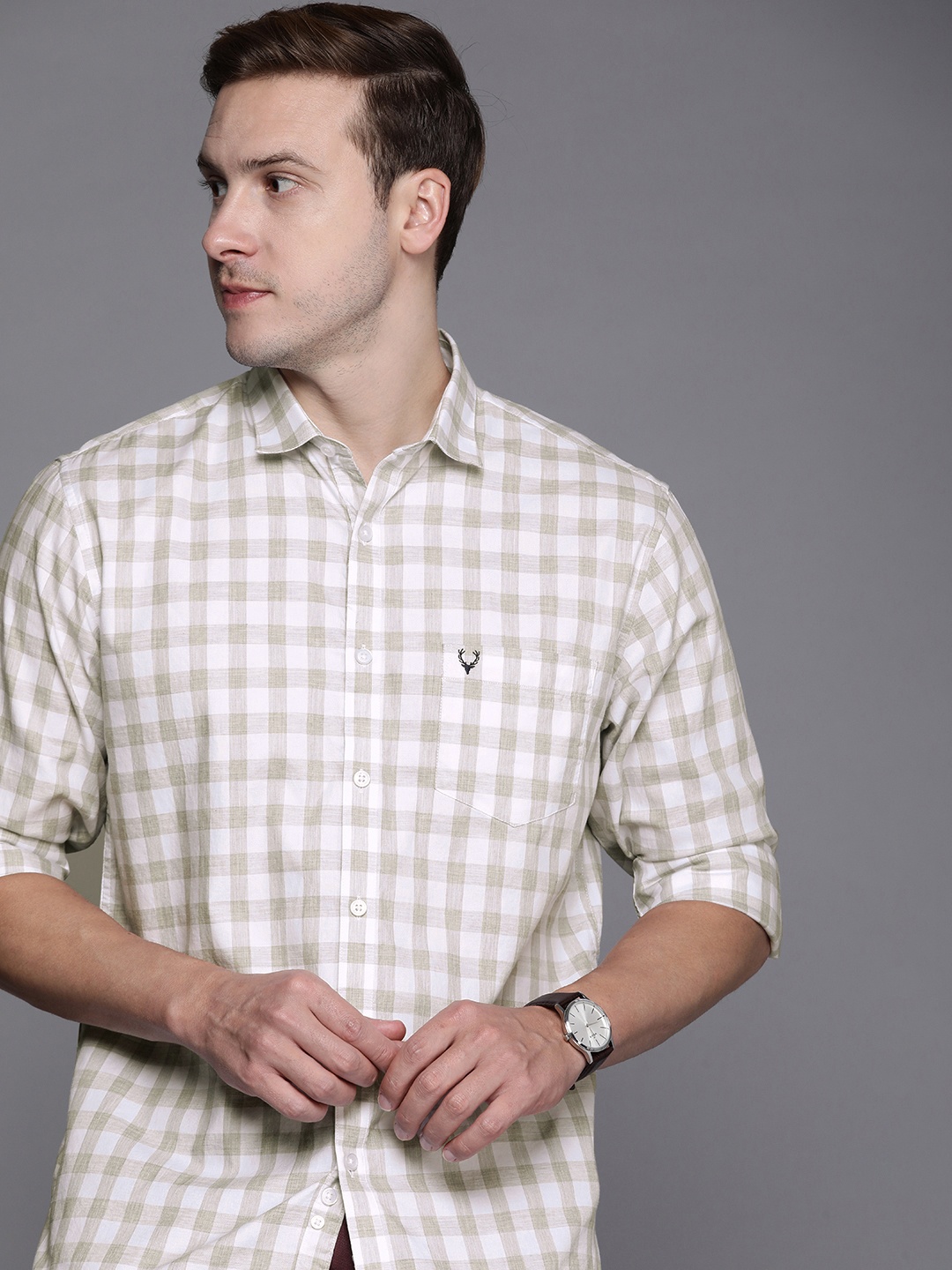 

Allen Solly Sport Fit Checked Casual Shirt, Grey