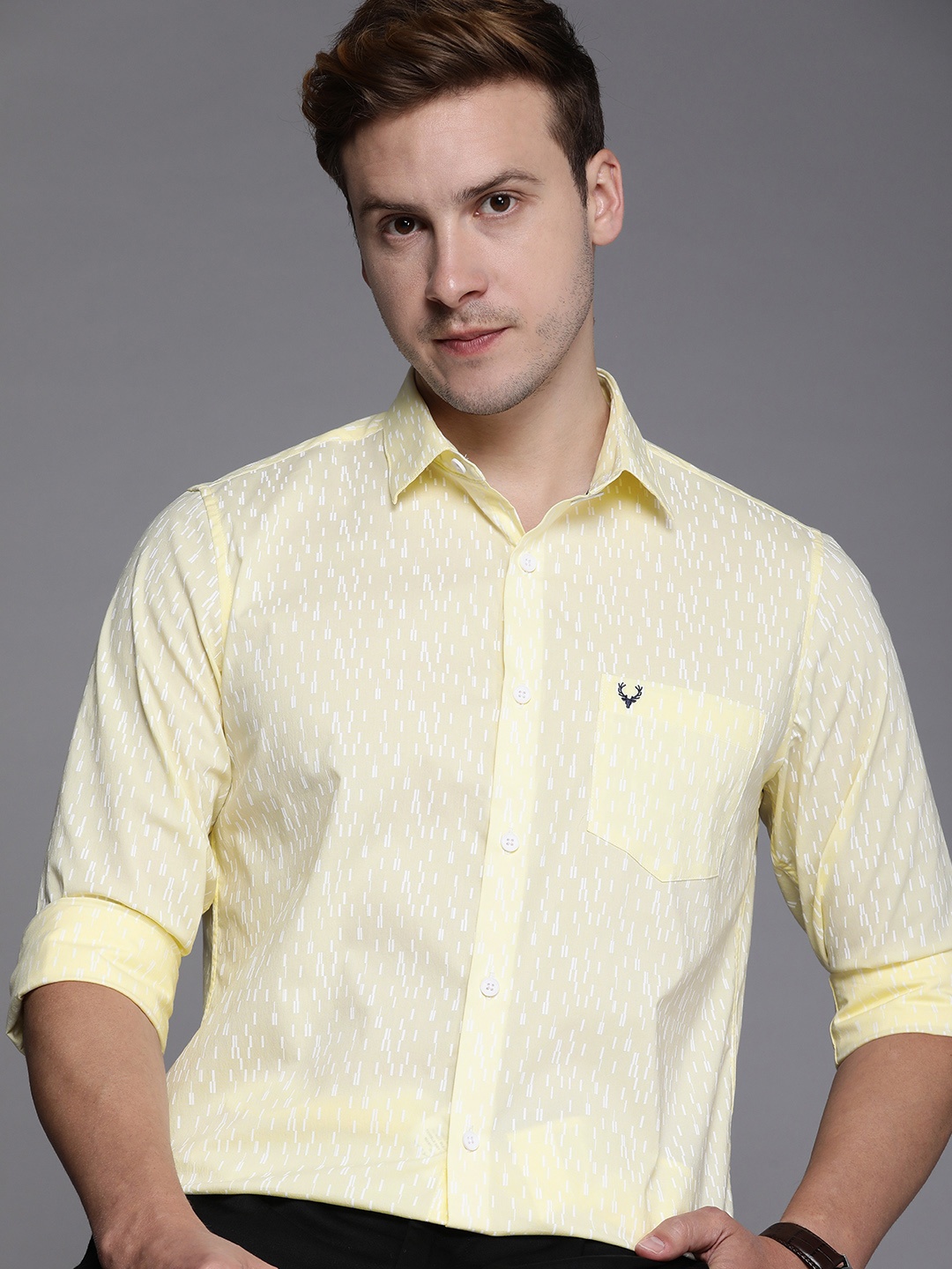 

Allen Solly Slim Fit Printed Casual Shirt, Yellow