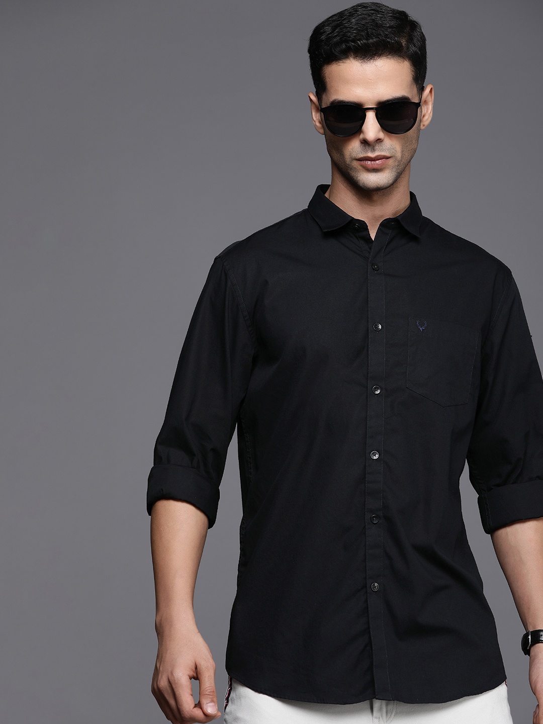 

Allen Solly Pure Cotton Custom Opaque Semiformal Shirt, Black