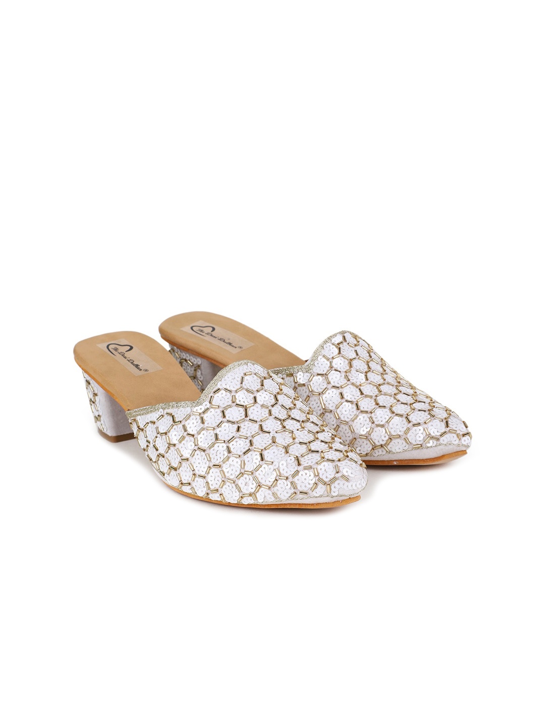 

The Desi Dulhan Ethnic Block Mules Heels, White