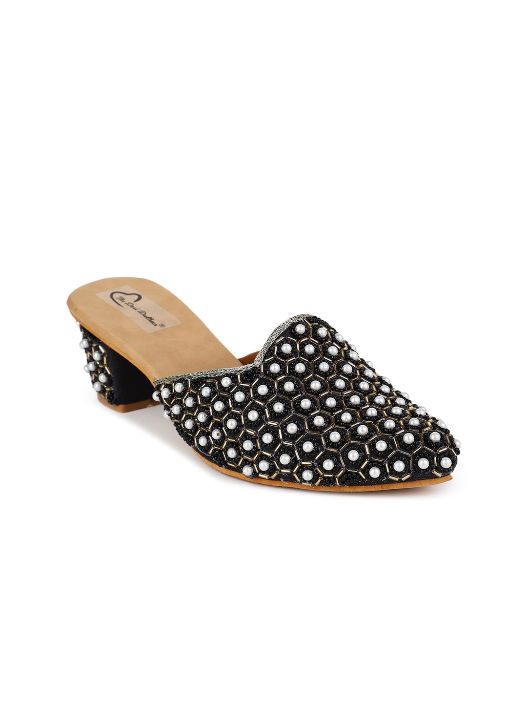 

The Desi Dulhan Ethnic Block Mules Heels, Black