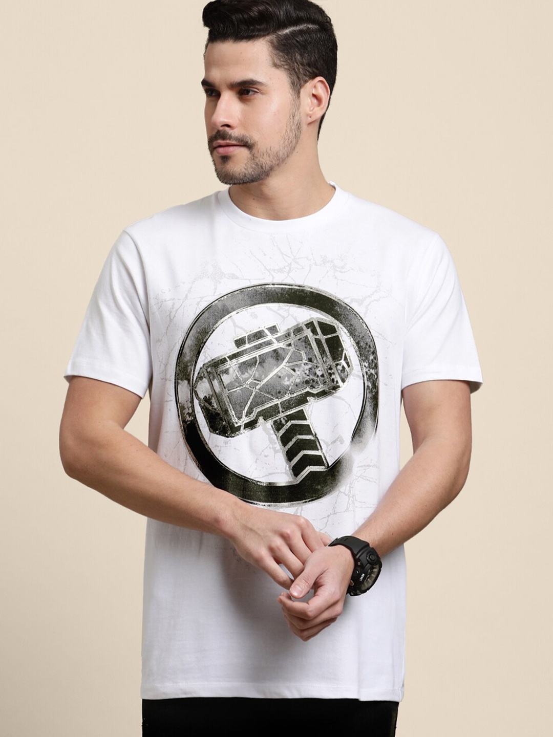 

Free Authority Thor Printed Cotton T-Shirt, White