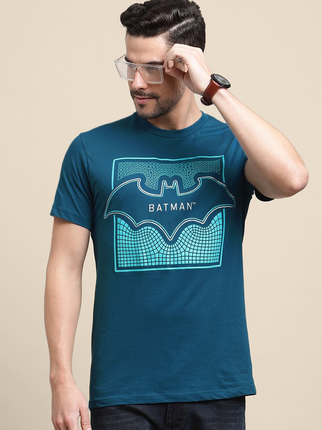 

Free Authority Batman Printed Round Neck Cotton T-Shirt, Blue