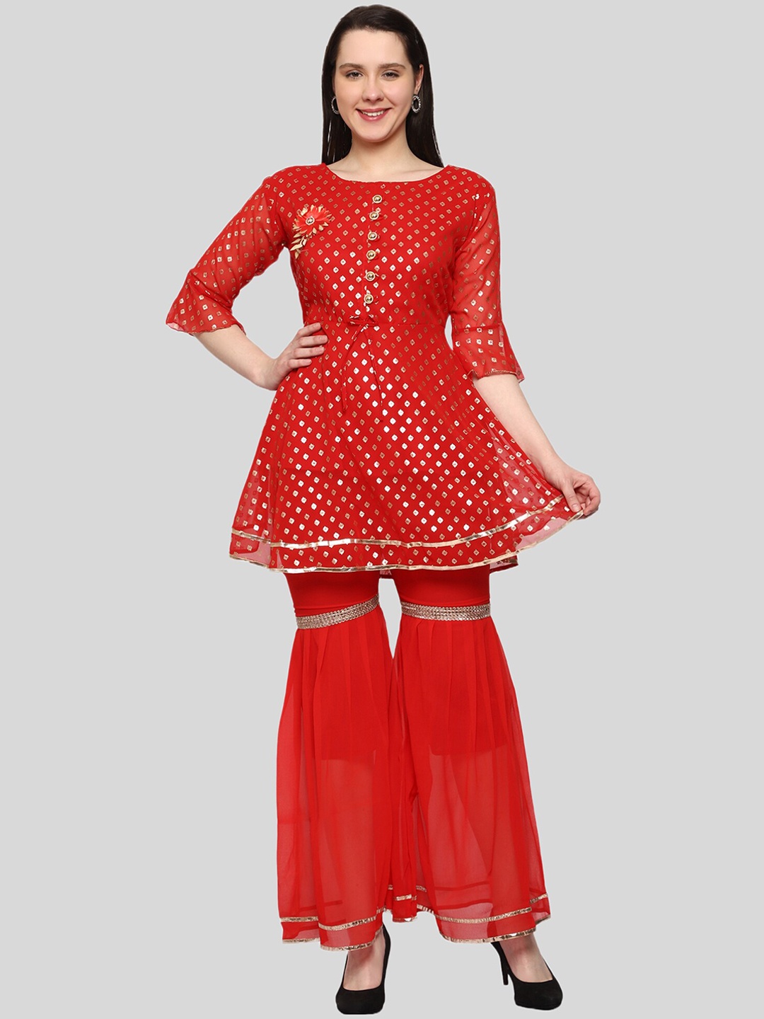 

FNOCKS Women Kurti with Sharara, Maroon