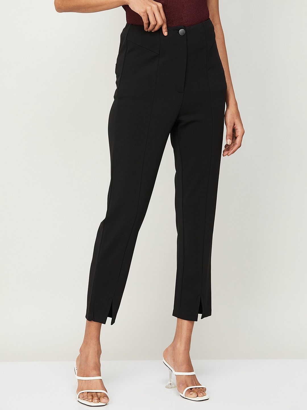 

CODE by Lifestyle Women High-Rise Cropped Trousers, Black