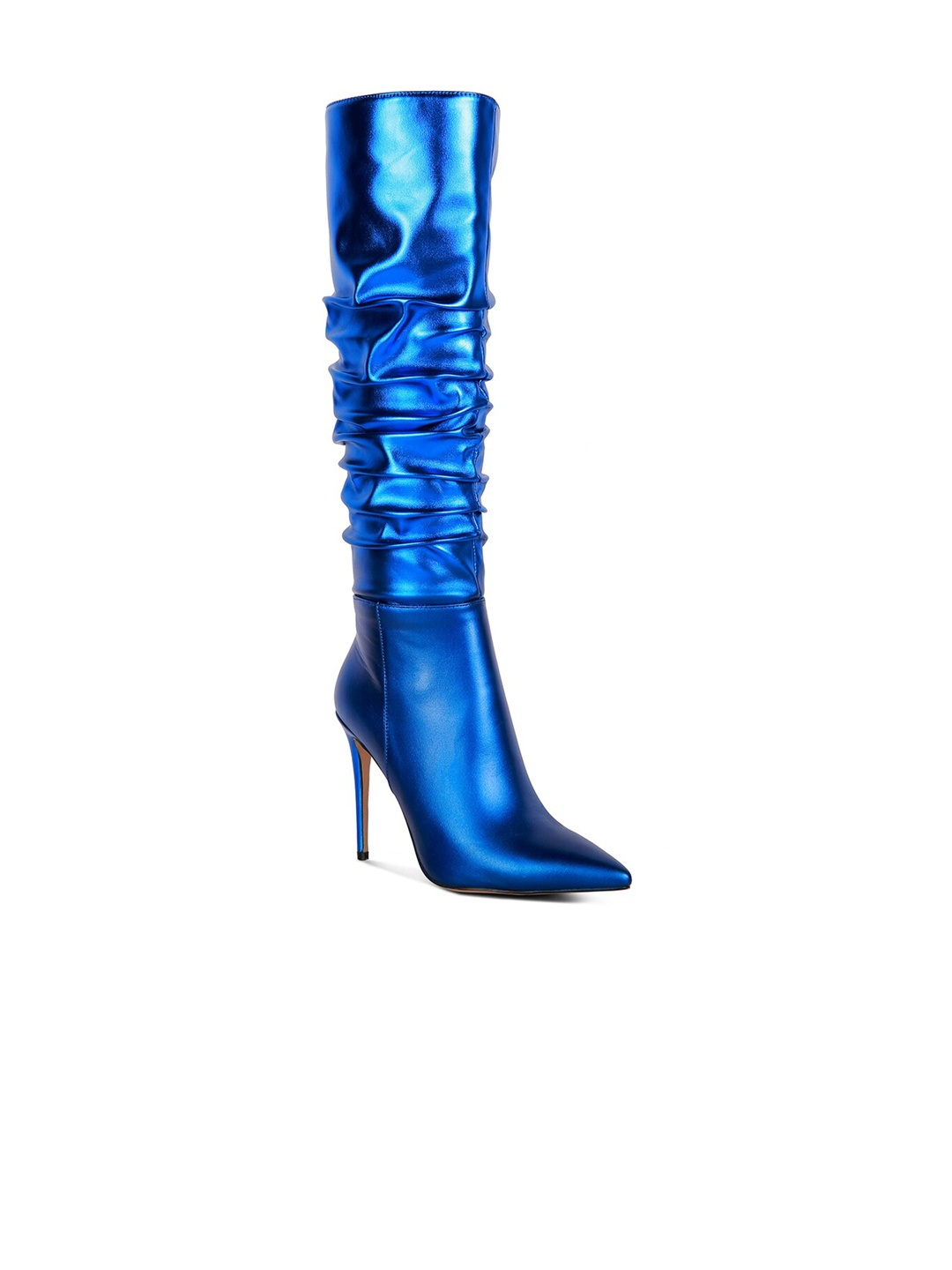 

RAG & CO Women Ruched Stiletto Heeled Calf Slouchy Boots, Blue