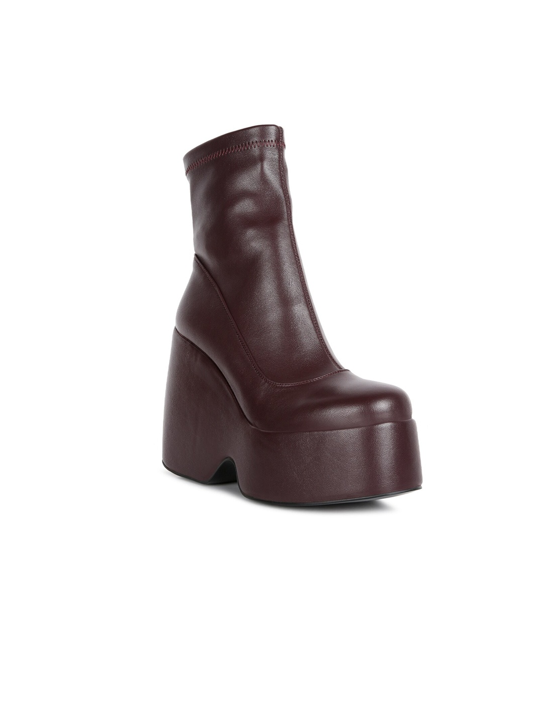 

RAG & CO Women High Platform Ankle Boots, Burgundy