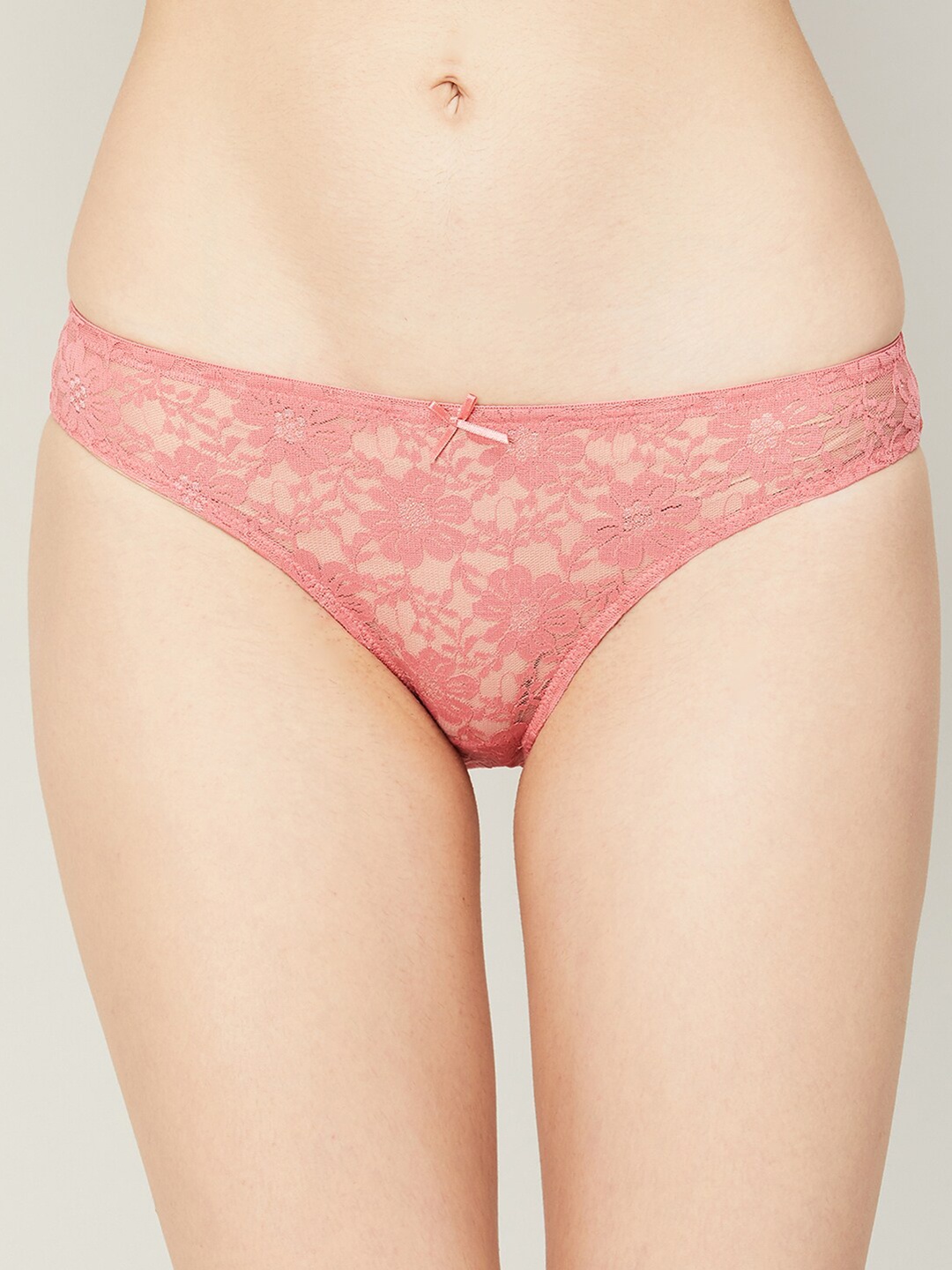 

Ginger by Lifestyle Women Self-Design Lace Bikini Briefs, Pink