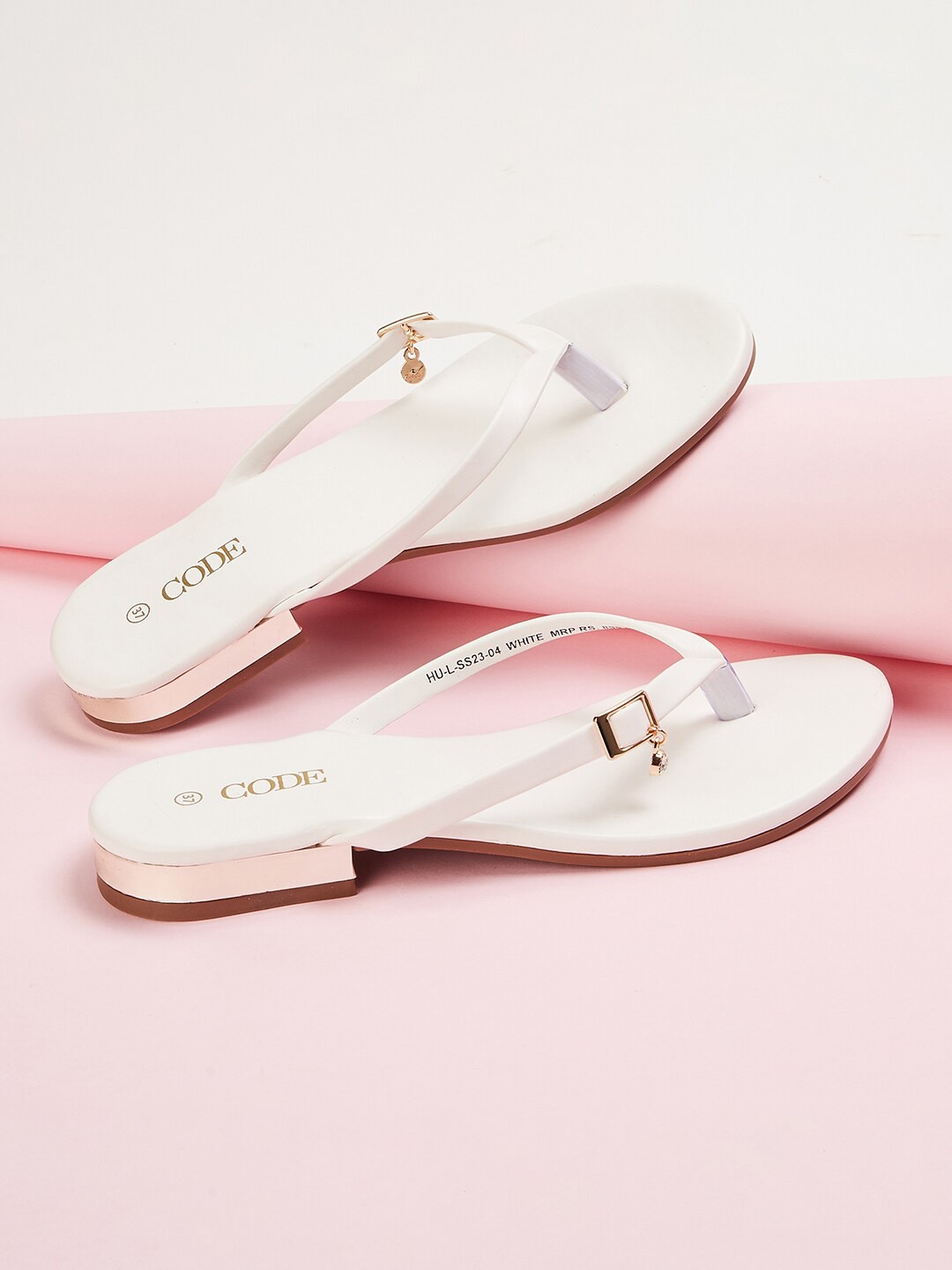 

CODE by Lifestyle Embellished T-Strap Flats, White
