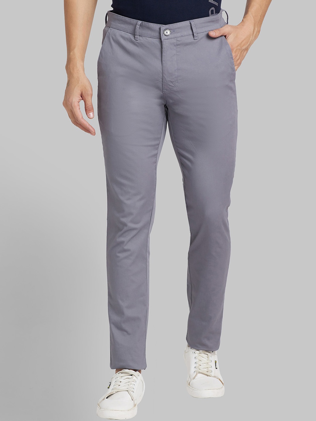 

Park Avenue Men Mid Rise Plain Regular Trousers, Grey