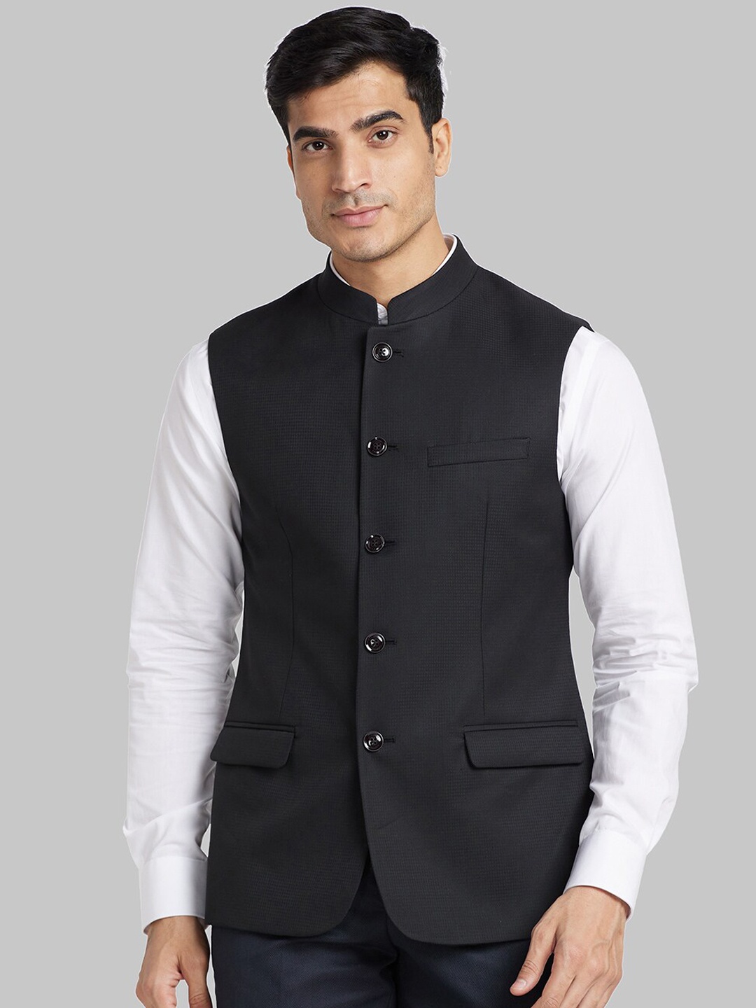 

Park Avenue Mandarin Collar Nehru Jackets, Black