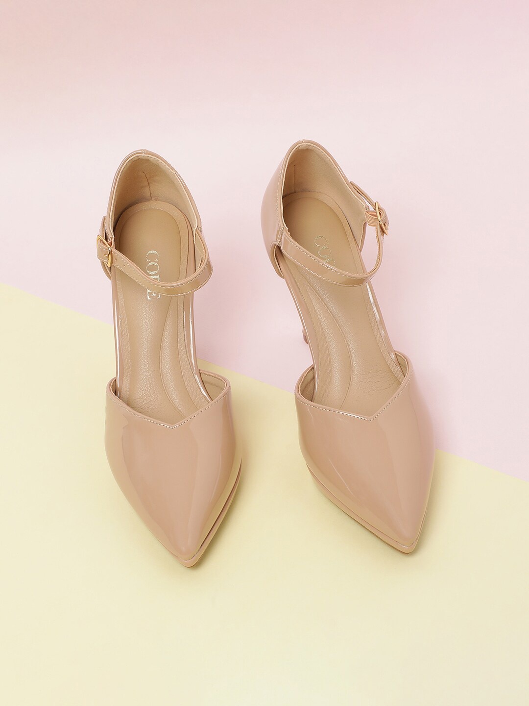 

CODE by Lifestyle Women Solid Pointed Toe Pumps With Backstrap, Beige