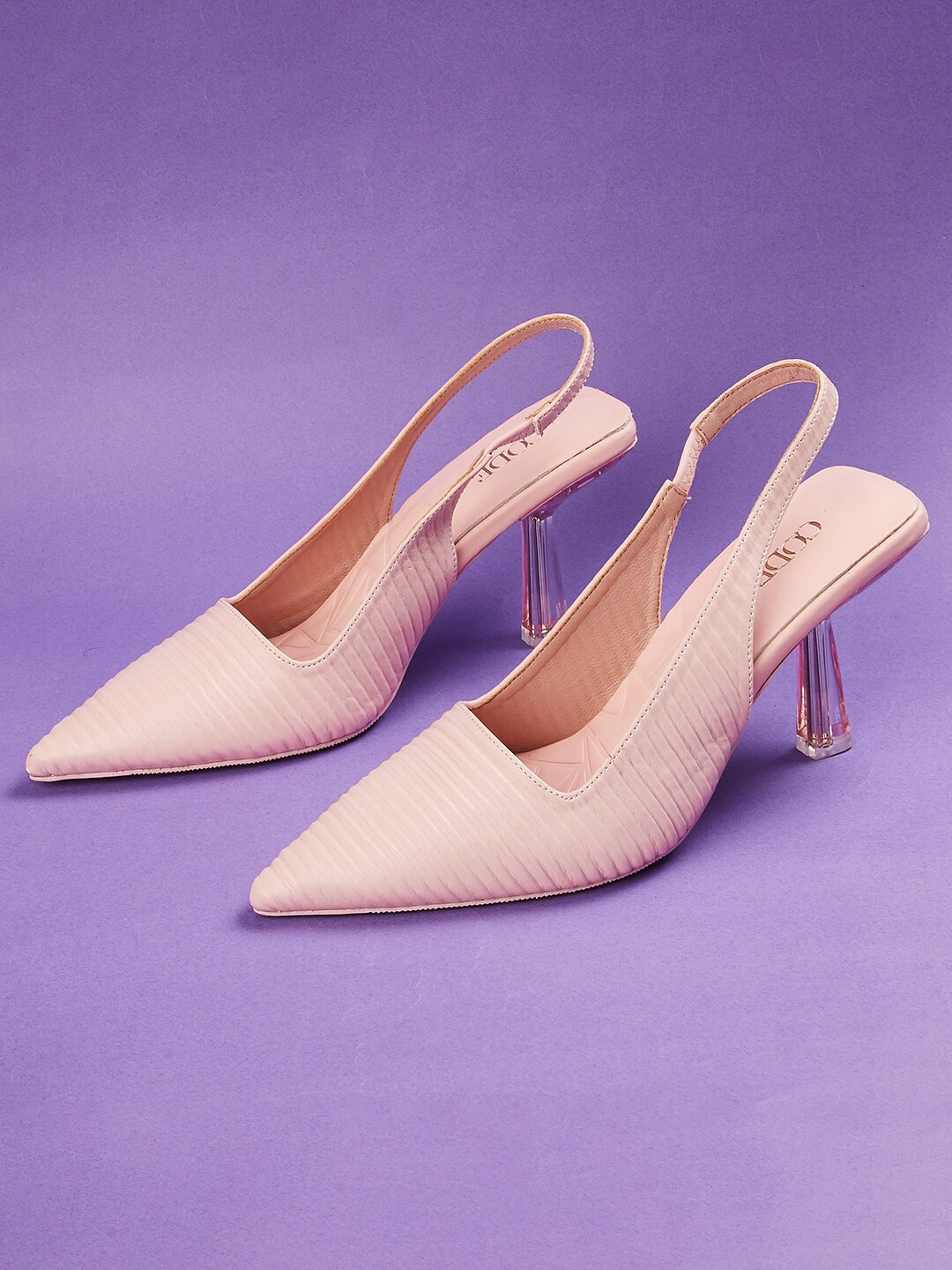 

CODE by Lifestyle Textured Pointed Toe Backstrap Kitten Mules, Pink