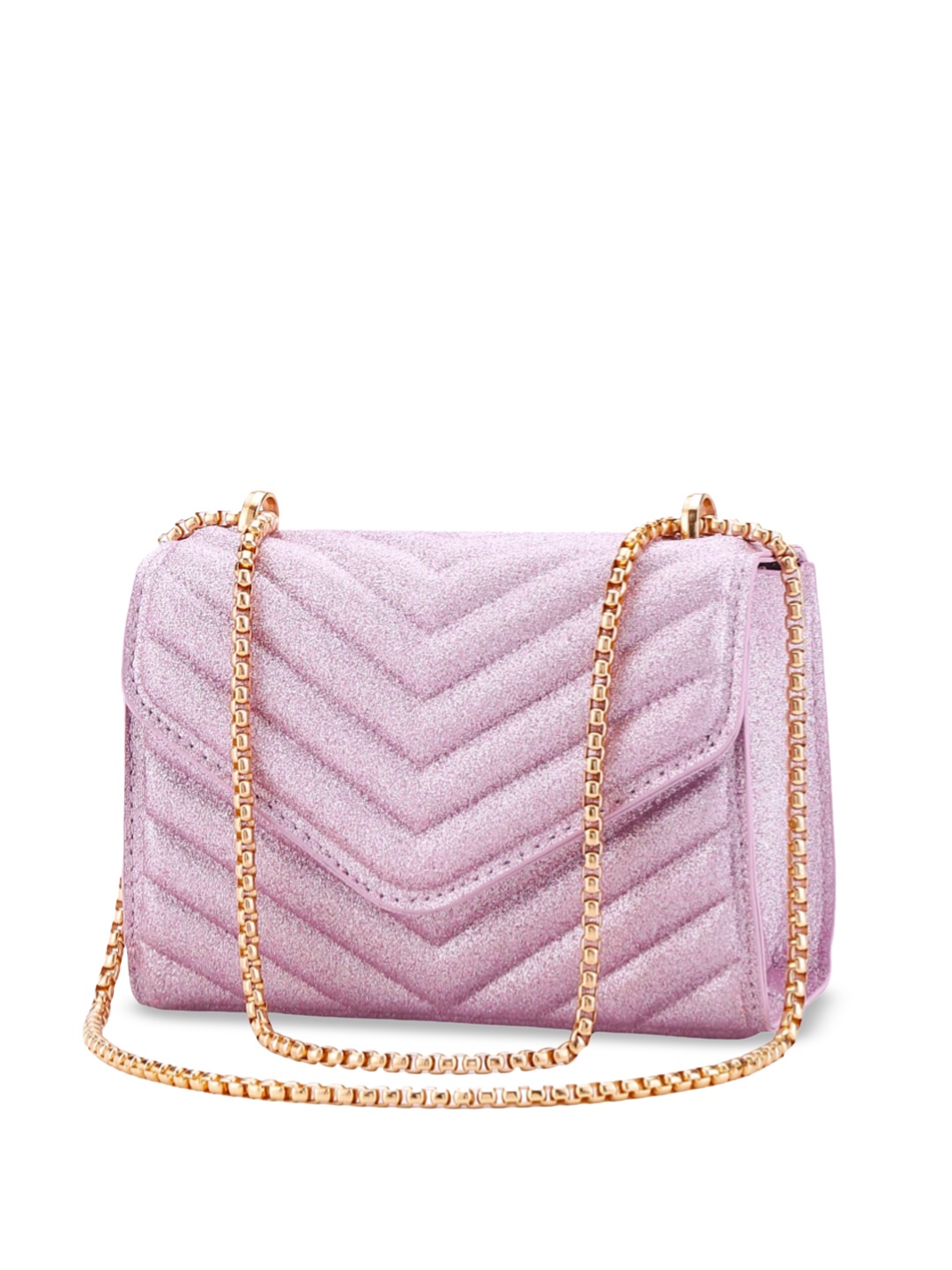 

Diva Dale Non-Detachable Strap Embellished Quilted Structured Sling Bag, Lavender