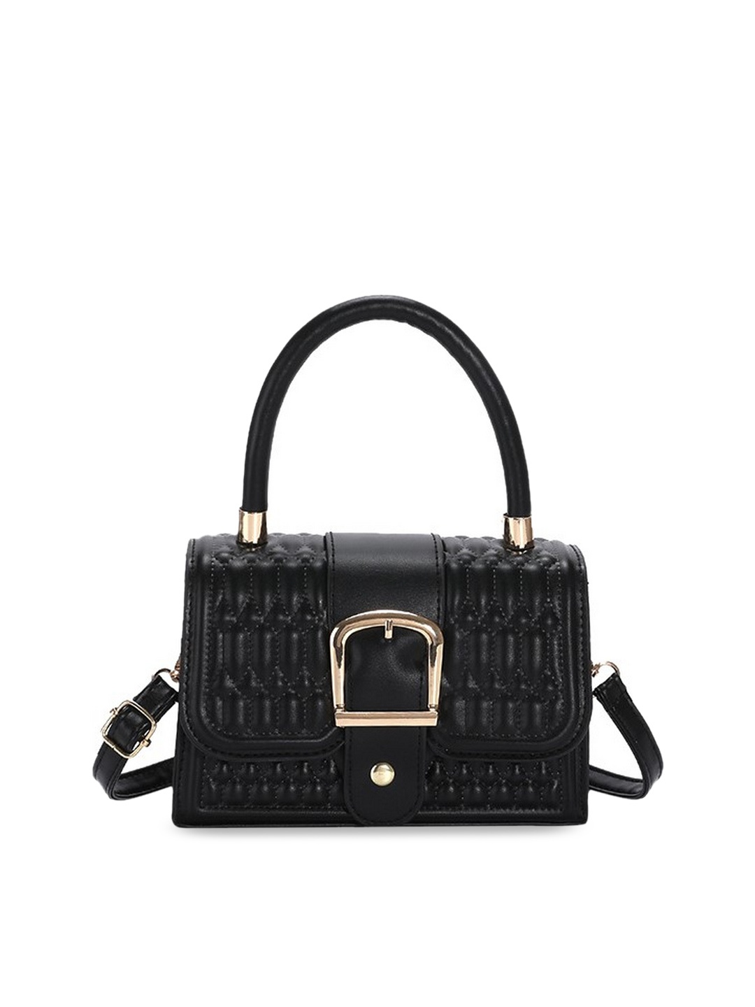 

Diva Dale Textured Structured Sling Bag With Quilted, Black