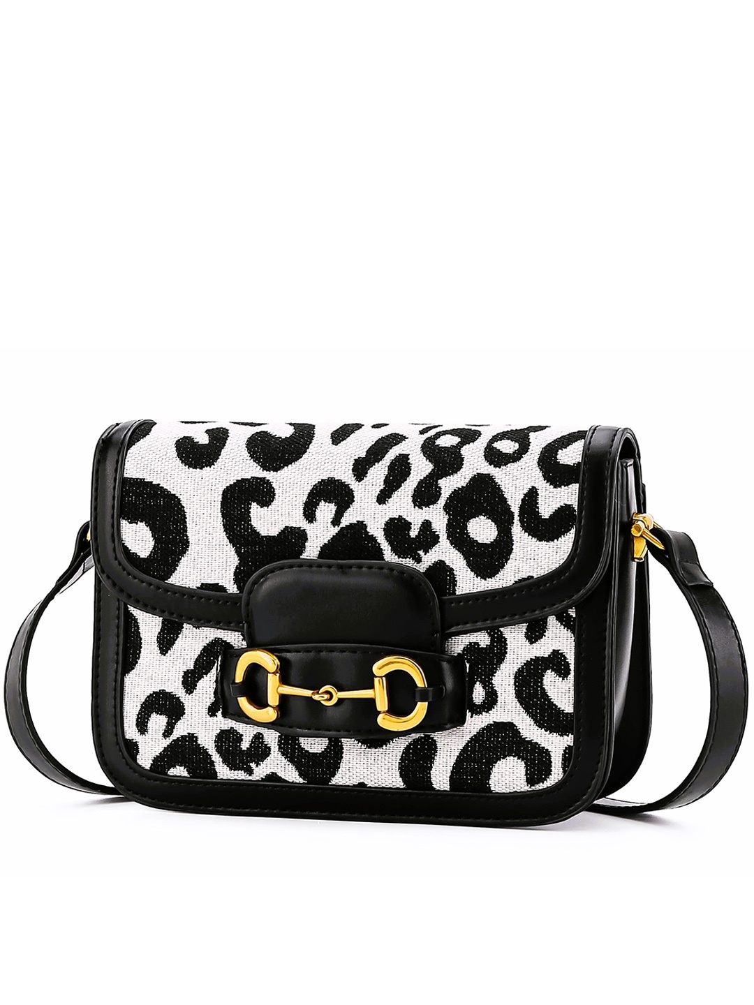 

Diva Dale PU Leopard Printed Sling Bag, Black