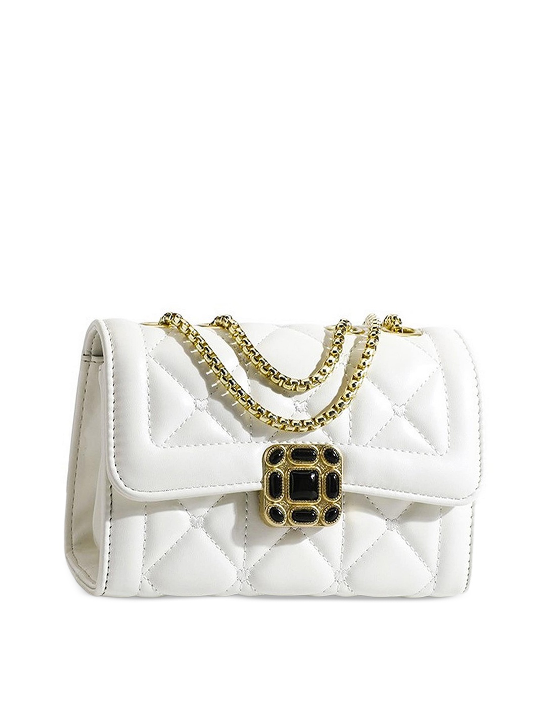 

Diva Dale Textured Structured Shoulder Bag With Quilted, White