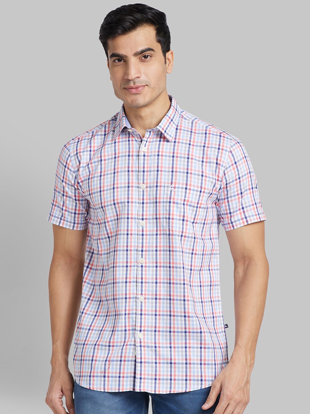 

Parx Slim Fit Checked Casual Cotton Shirt, White