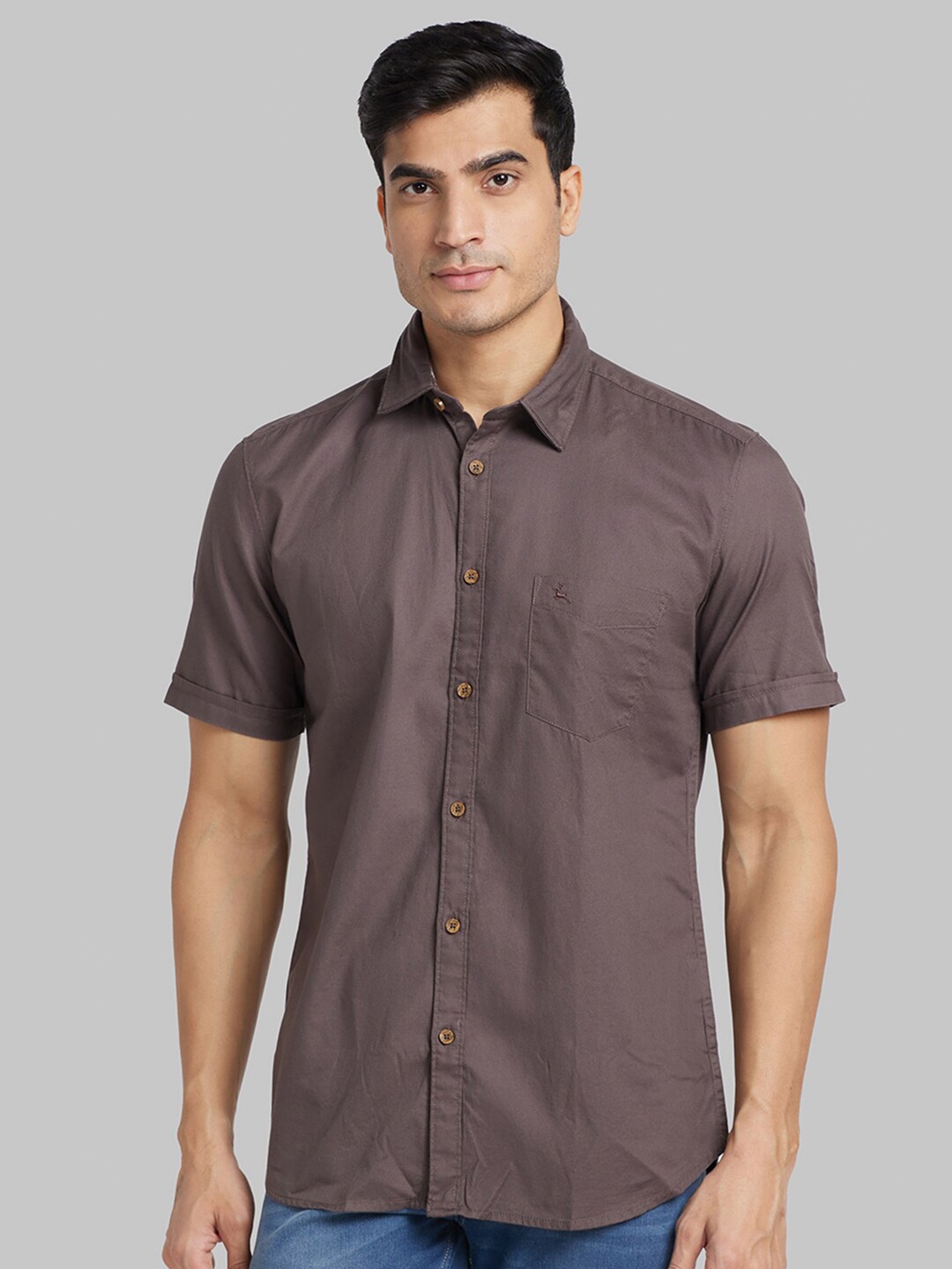 

Parx Slim Fit Casual Cotton Shirt, Brown