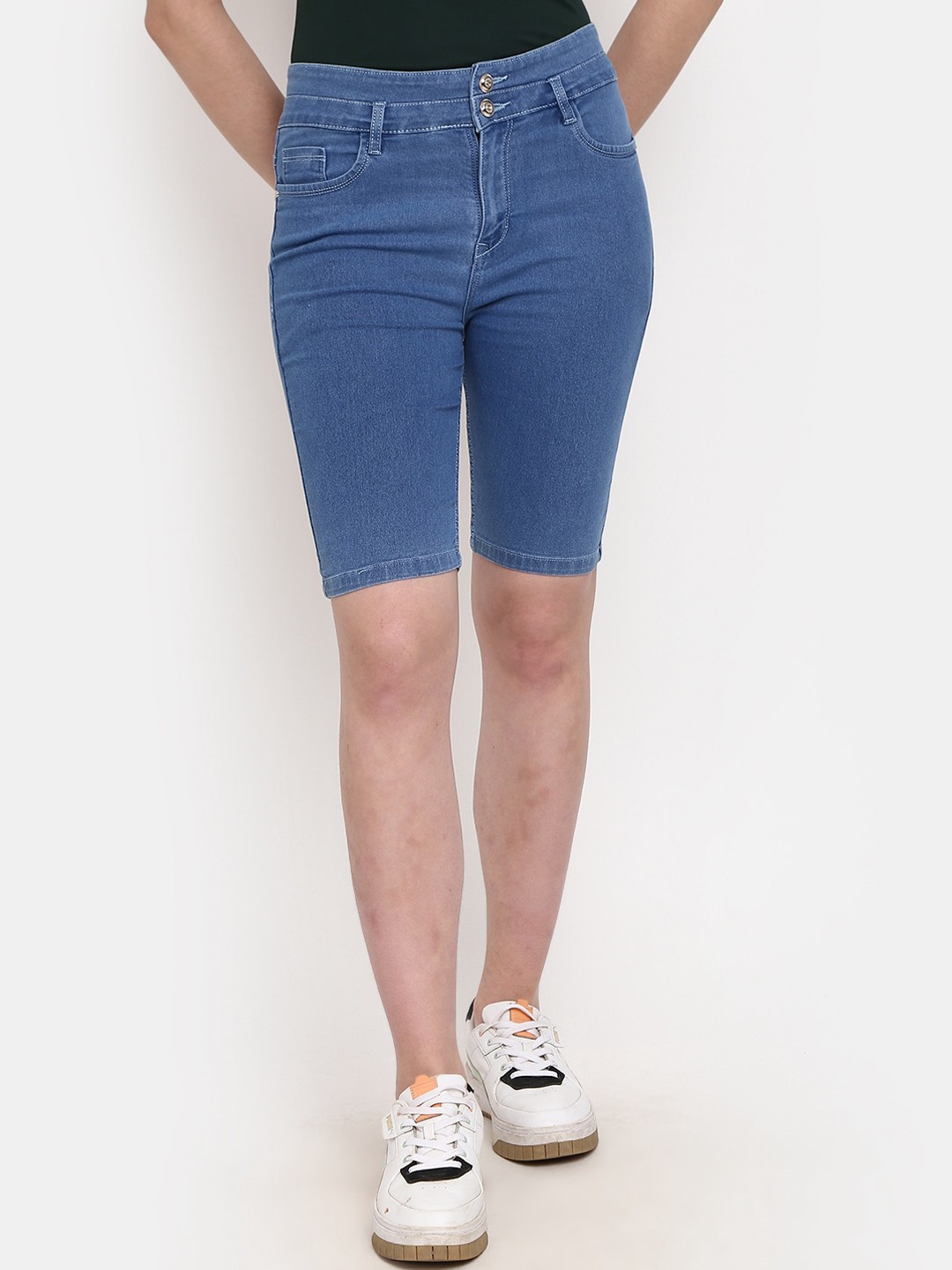 

V-Mart Women Cotton Washed Outdoor Denim Shorts, Blue