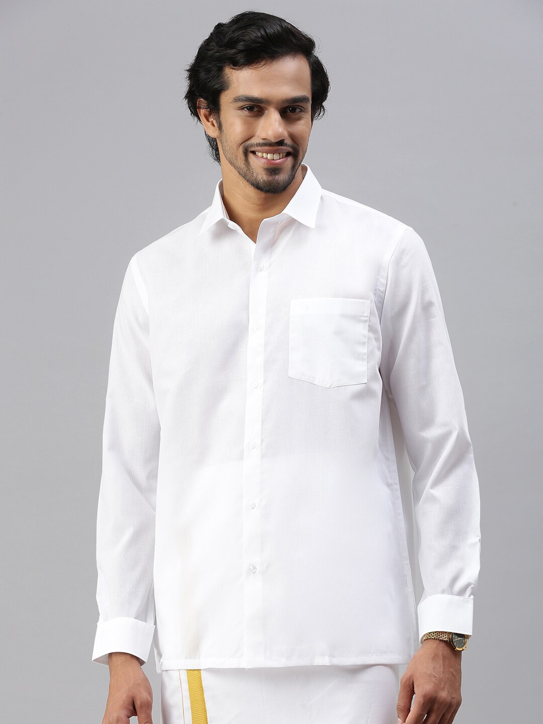 

Ramraj Spread Collar Casual Pure Cotton Shirt, White