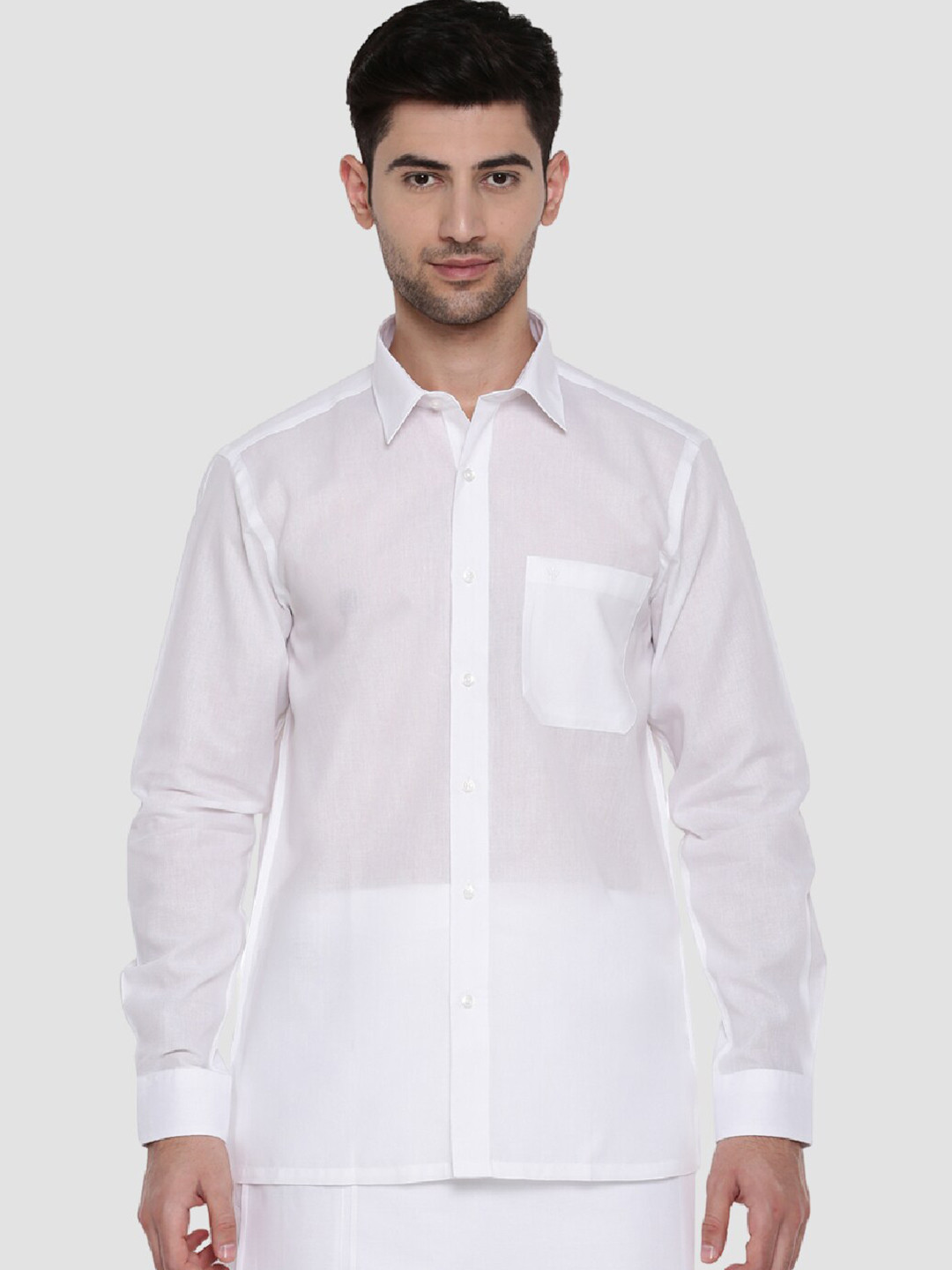 

Ramraj Spread Collar Pure Cotton Casual Shirt, White