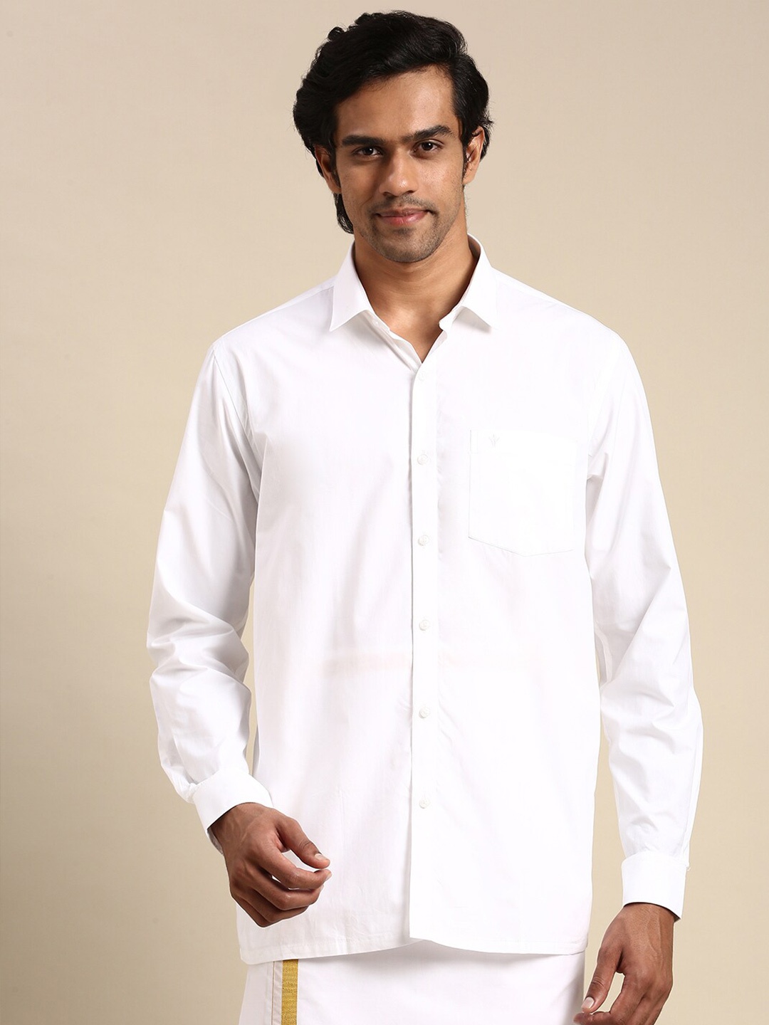 

Ramraj Spread Collar Pure Cotton Formal Shirt, White
