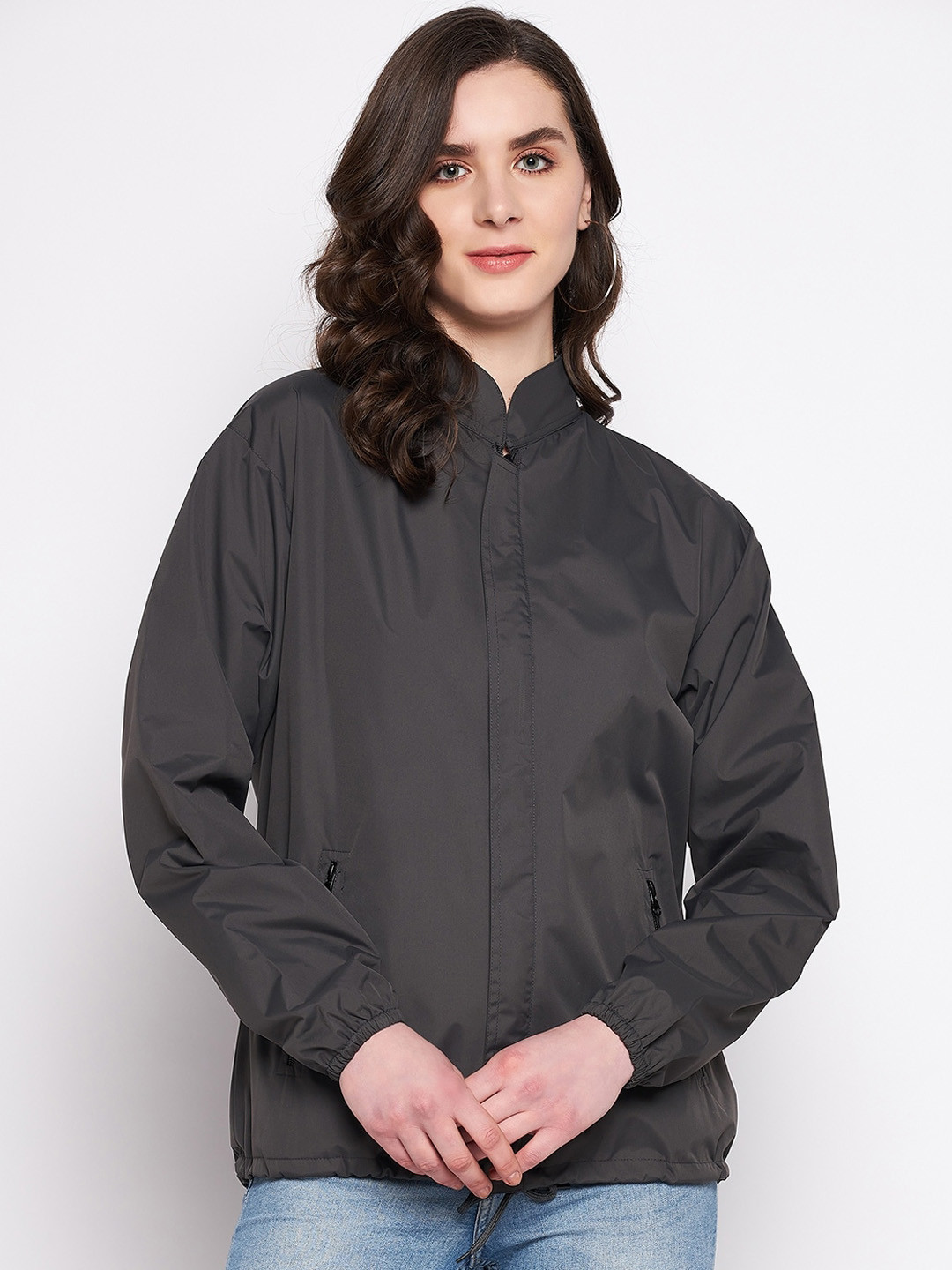 

Okane Women Nylon Hooded Windcheater and Water Resistant Tailored Jacket, Charcoal