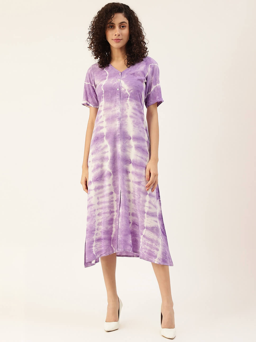 

Maaesa Tie and Dye A-Line Midi Dress, Lavender