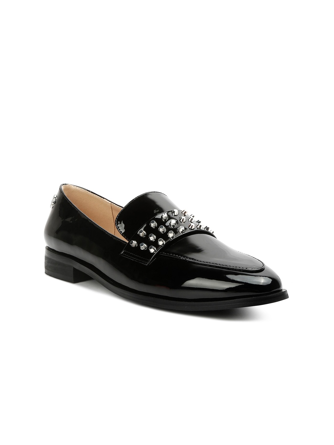 

RAG & CO Women Stud Detail Patent Loafers, Black