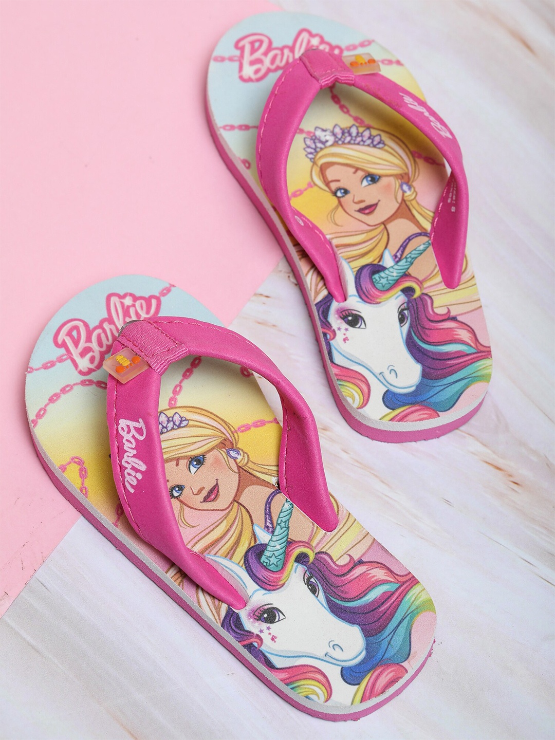 

toothless Girls Barbie Printed Rubber Thong Flip-Flops, Fuchsia