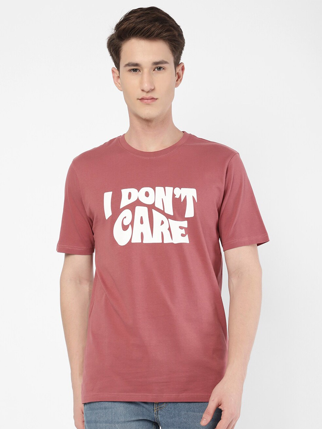 

R&B Men Pink Typography Printed Applique T-shirt