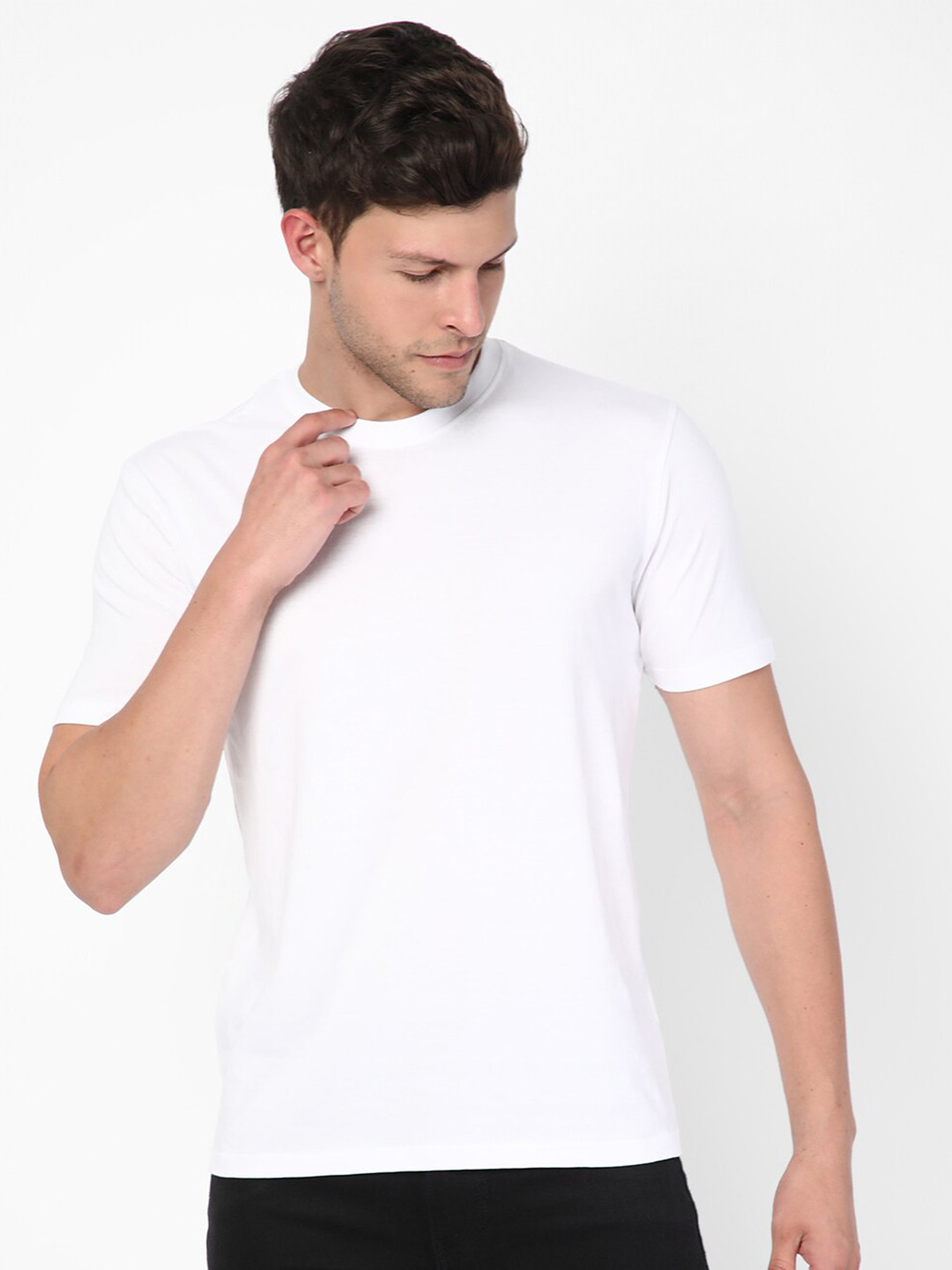 

R&B Round Neck Cotton T-shirt, White