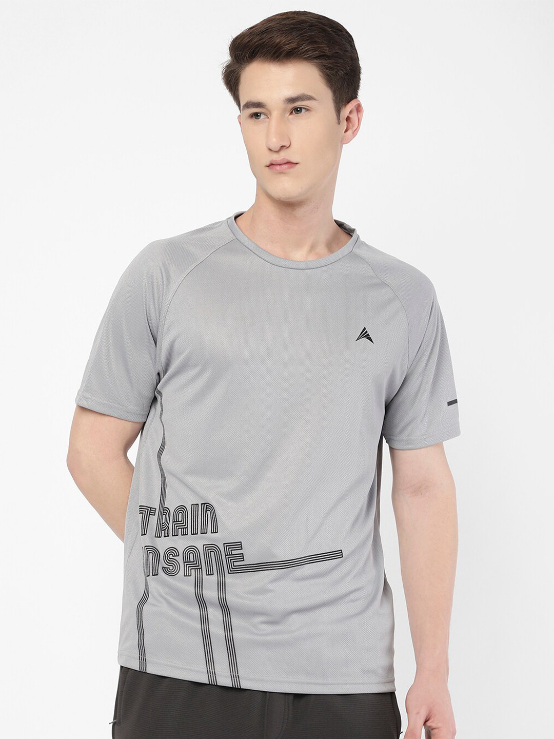 

R&B Raglan Sleeves Typhography Printed T-shirt, Grey